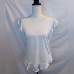 J CREW Sleeveless White Flutter Top 8